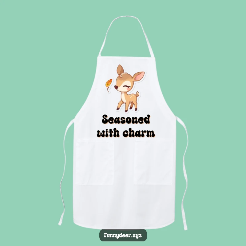 Funny Winking Deer Apron - Playful Leaf Design for Kitchen Fun, Great Gift