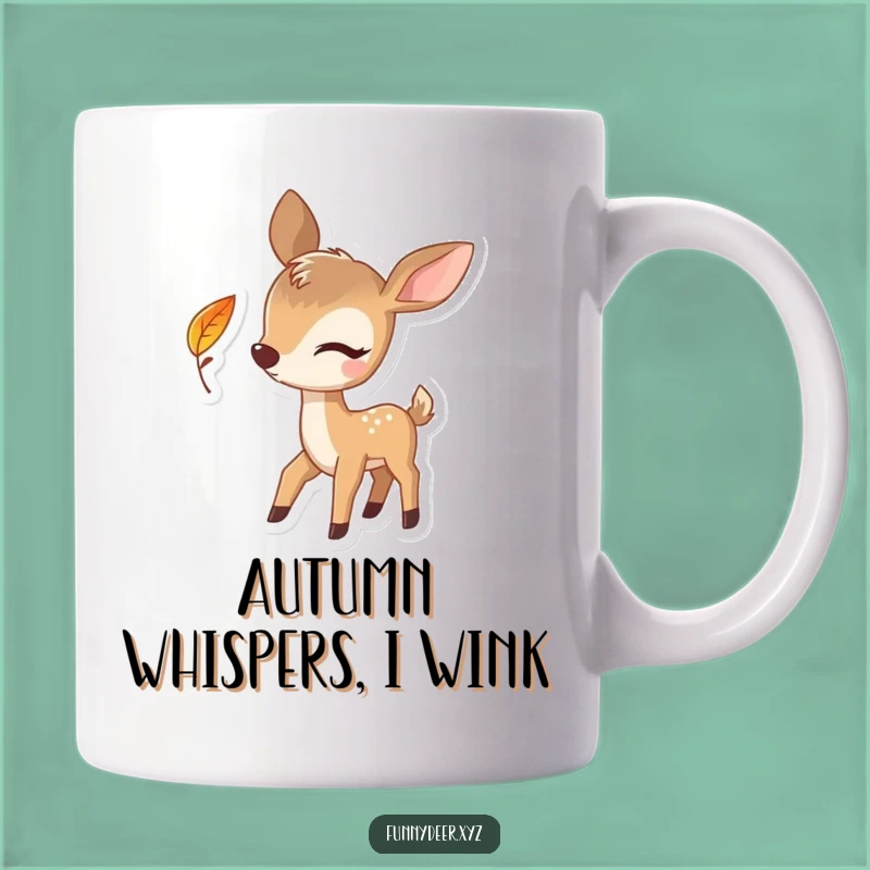 Funny Winking Deer Leaf Mug - A Playful Woodland Creature Gift for Nature Lovers