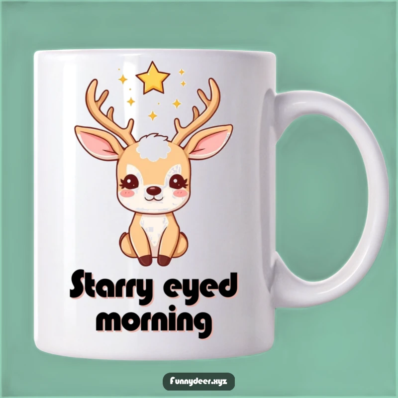 Funny Kawaii Deer Mug: Starry Antlers, Dreamer Design, Hilarious Gift