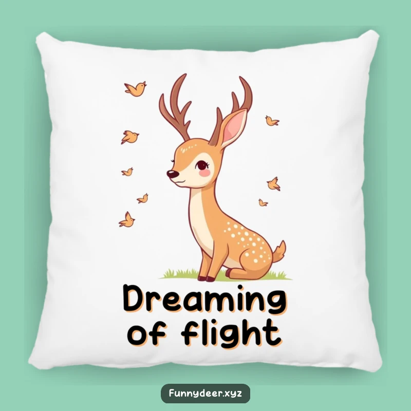 Soft Funny Smiling Deer Pillow - Bird Watching Comfort, Cozy Humorous Gift