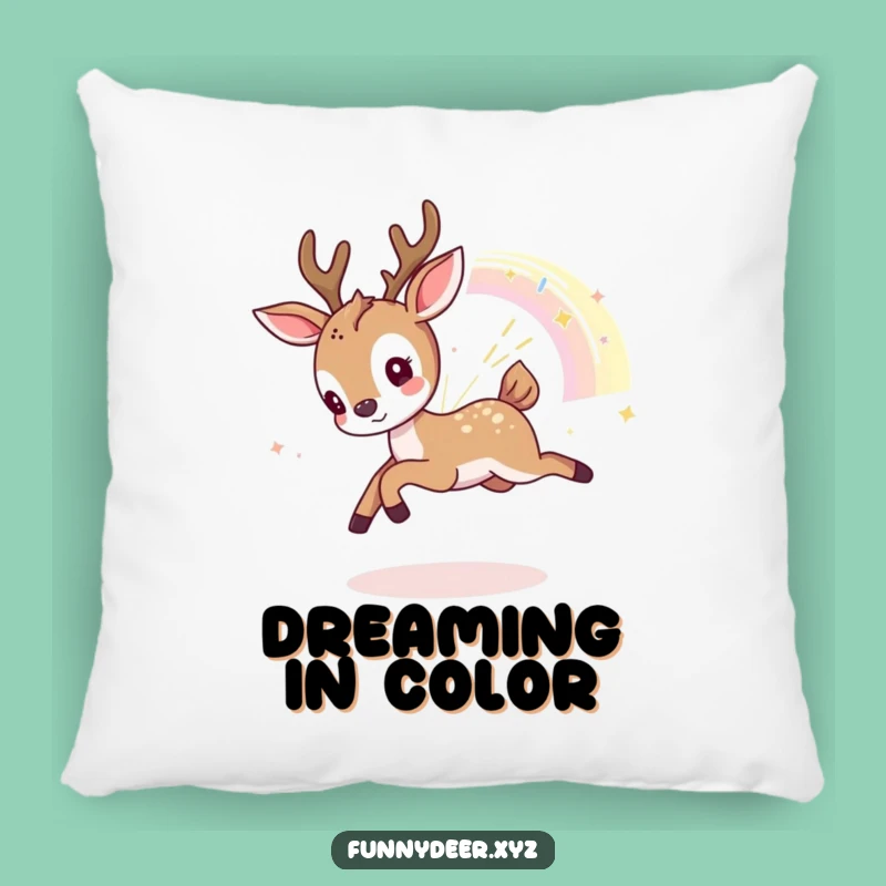 Funny Kawaii Deer Pillow: Playful Comfort, Rainbow Dreams, Hilarious Gift