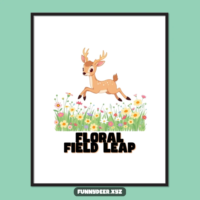 Funny Kawaii Deer Digital Art: Elegant Leaping Download, a Hilarious Gift