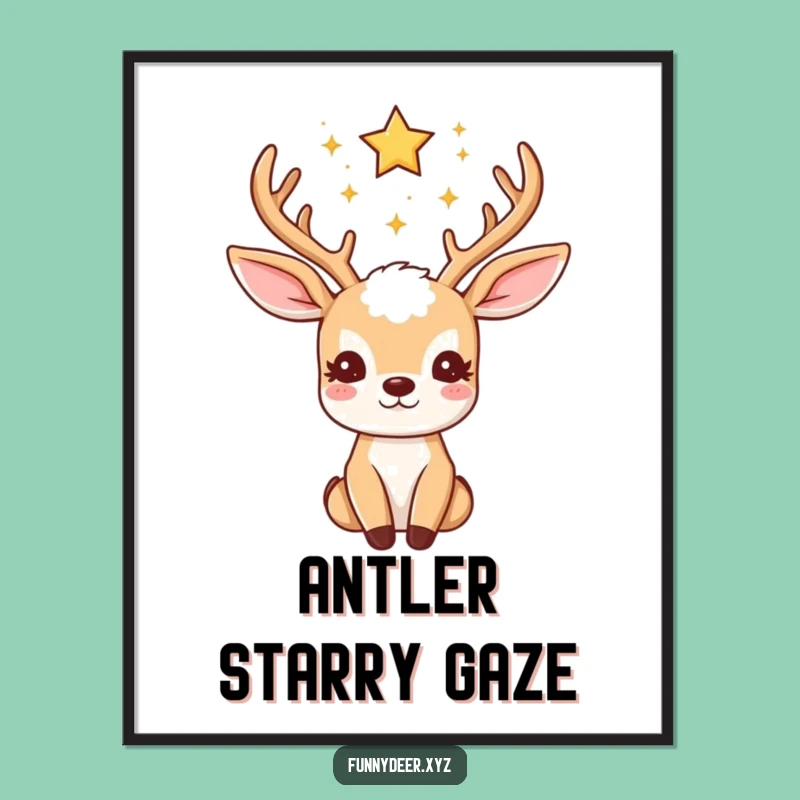 Funny Kawaii Deer Digital Art: Starry Antlers Download, Hilarious Gift