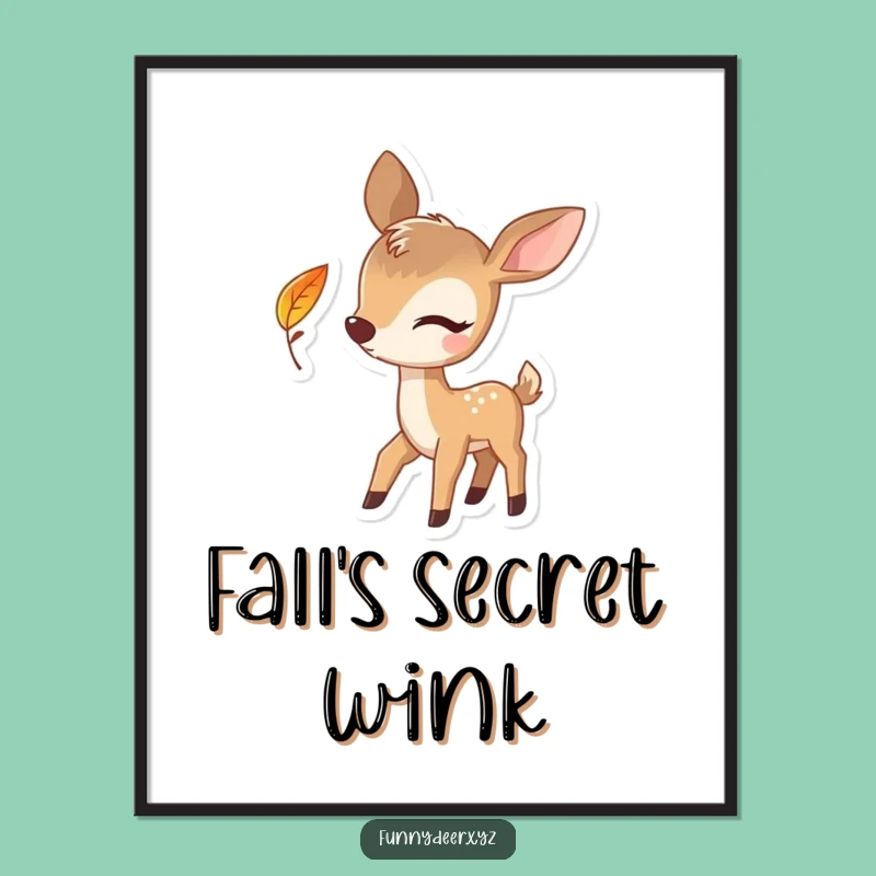 Funny Winking Deer Digital Print - Playful Leaf Art, Instant Humorous Download Gift