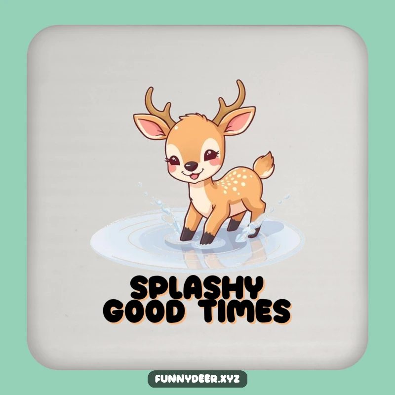 Funny Joyful Deer Coaster Set - Puddle Splash Protection, Playful Humorous Gift