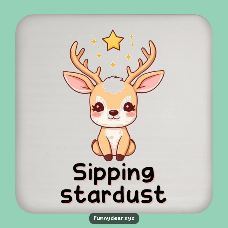 Funny Kawaii Deer Coaster: Starry Protection, Celestial View, Hilarious Gift