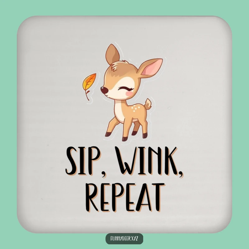 Funny Winking Deer Coaster Set - Playful Leaf Protection, Perfect Humorous Gift
