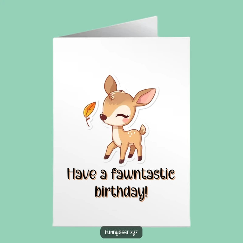 Free Printable Birthday Card: Winking Deer Leaf Design - Funny Downloadable Gift