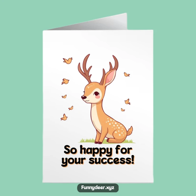 Free Printable Congrats Card: Deer & Birds - Whimsical Downloadable Message