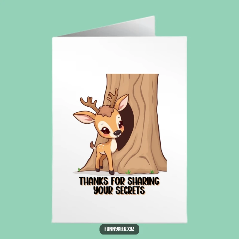 Free Printable Thank You Card: Curious Deer Tree - Playful Downloadable Note