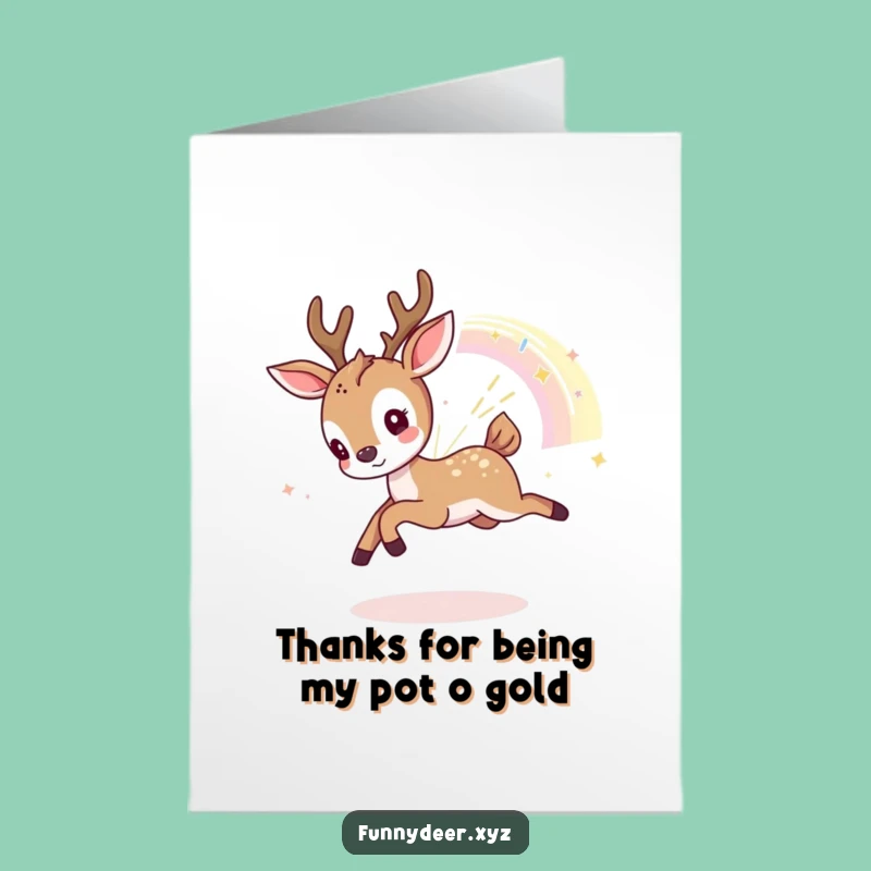 Free Printable Thank You Card: Kawaii Deer & Rainbow - Funny Download