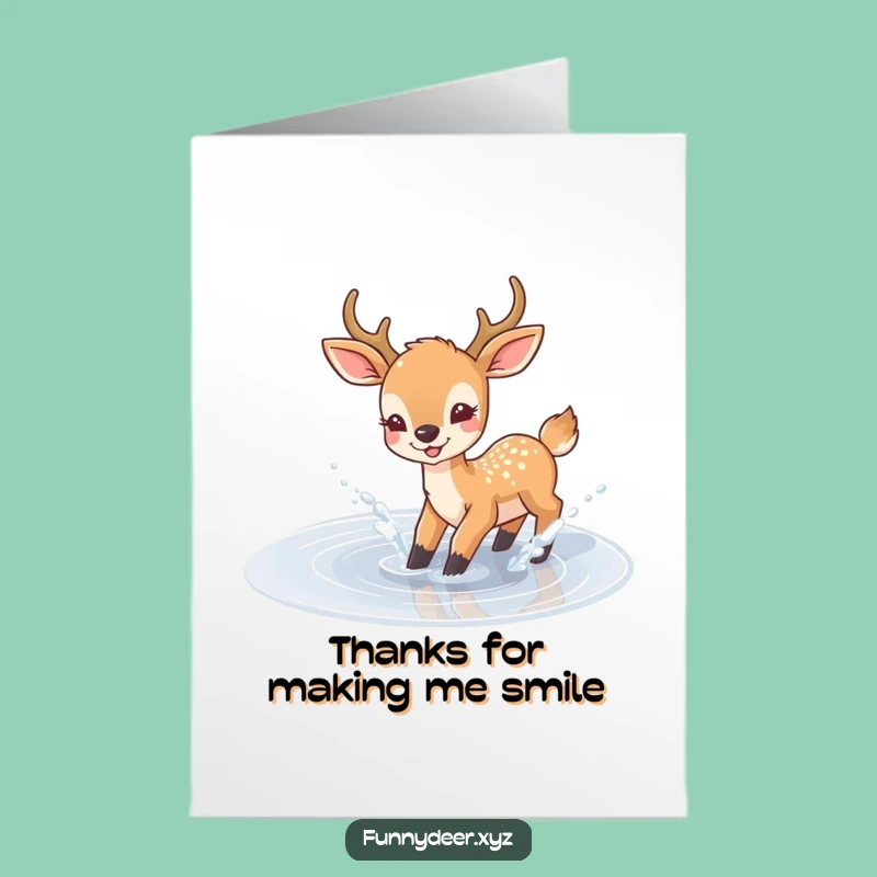 Free Printable Thank You Card: Splashing Deer - Cheerful Downloadable Note