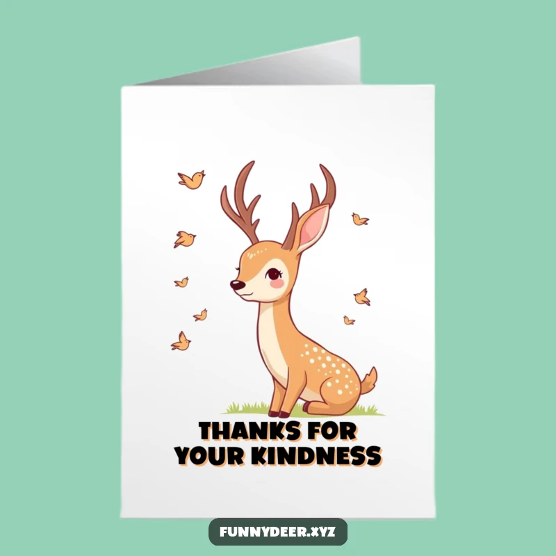 Free Printable Thank You Card: Deer & Birds - Sweet Downloadable Note