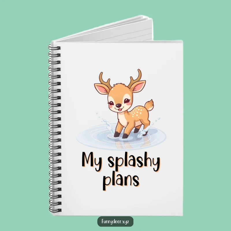 Funny Joyful Deer Notebook - Puddle Splash Notes, Playful Humorous Journal Gift