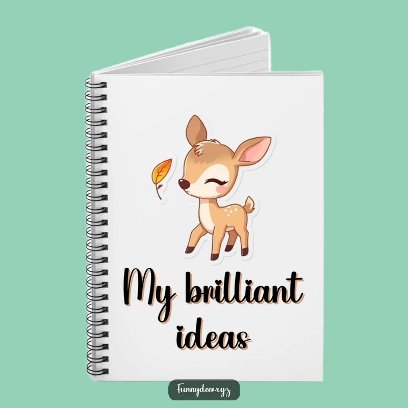 Funny Winking Deer Notebook - Playful Leaf Cover for Jotting Laughs, Ideal Gift