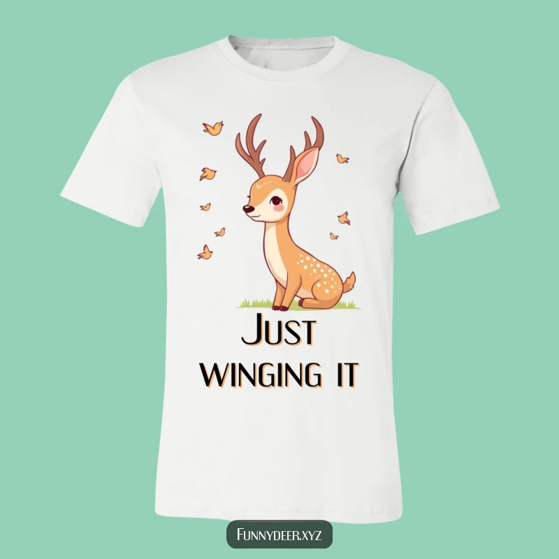Funny Smiling Deer T-Shirt - Peaceful Bird Watching Design, Comforting Humorous Gift