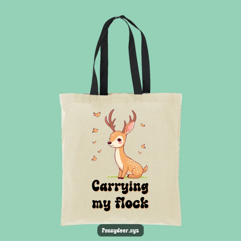 Funny Smiling Deer Tote Bag - Bird Watching Style, Practical Humorous Gift