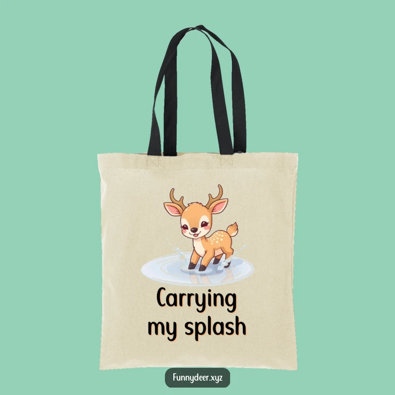 Funny Joyful Deer Tote Bag - Puddle Splash Style, Practical Humorous Gift